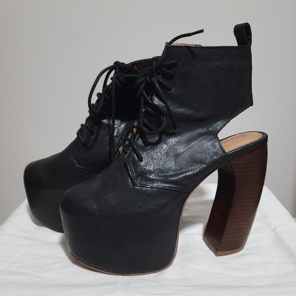Jeffrey Campbell Black Platform Lace-Up Heels